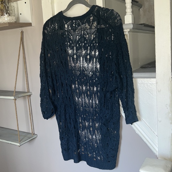 Gorgeous Crochet long cardigan| Navy blue - Picture 10 of 10